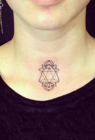 Padrão de tatuagem geométrica minimalista de pescoço feminino