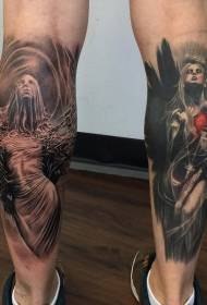 Teleća lijepa boja žene portret tetovaža uzorak