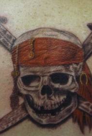 Шарена тетоважа шема на карибите во боја на пиратски пират