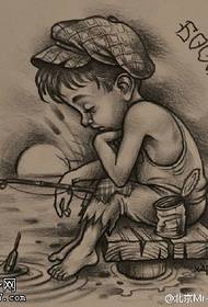 رسم الصيد نمط الصبي الصغير الوشم