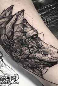 Line wolf tattoo pattern on arm