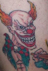 Clown tattoo pattern with flame hair