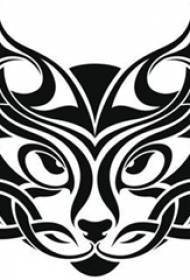 रचनात्मक कालो अमूर्त लाइनहरू साना पशु बाघ टैटू पाण्डुलिपि
