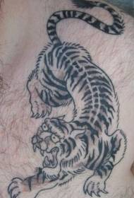 ເສັ້ນສີ ດຳ ແບບຈີນແບບ Downhill Tiger Tattoo Pattern