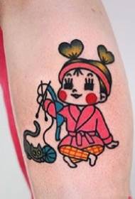 Врло слатка цртана девојчица која расте тетоважа узорак 9
