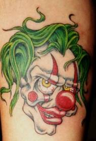 Modello di tatuaggio del pagliaccio diabolico capelli verdi