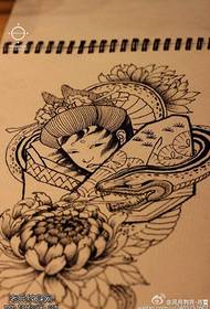 艺妓菊花纹身手稿图片