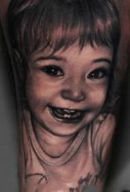 A set of realistic little kids baby portrait tattoo designs