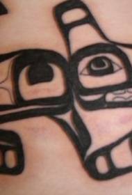 Pola tato simbol serigala hitam gaya Mesir