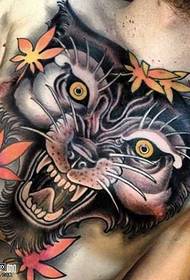 Chest wolf tattoo pattern