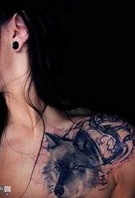 Modello di tatuaggio lupo spalla