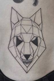 Velha escola estilo geométrico cabeça de lobo preto tatuagem padrão