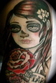 Makapu amtundu wa zombie rose adakwera tattoo