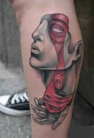 Gumagawa ang isang hanay ng split abstract style portrait tattoo tattoo