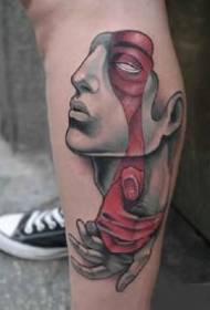 Un insieme di opere di tatuaggio di ritratto di stile astratto diviso