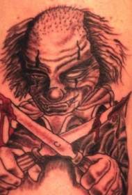 Crazy clown with knife tattoo pattern