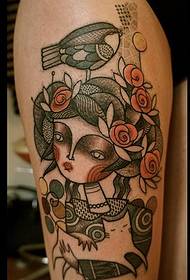 Abstrakt fairy tatuering mönster på låret