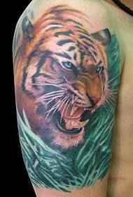 arm color realistic tiger tattoo pattern