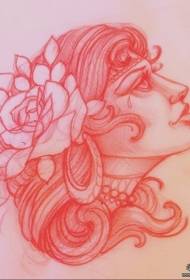 Rose, European and American girl, school tattoo pattern manuscript