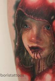 Modello di tatuaggio realistico ragazza sanguinante di colore delle gambe