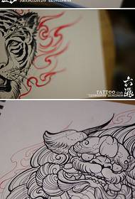 Süper temizle beyaz kadın geisha tilki kaplan kafası Tang aslan yılan kadın dövme el yazması