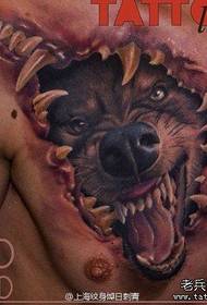 Cool da m wolf kai tattoo a kan kirji