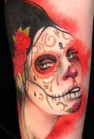 Červené smrti dievča portrét tetovanie vzor