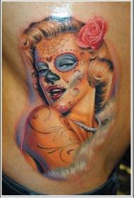 Mtundu wa m'chiuno Marilyn Monroe Santa tattoo