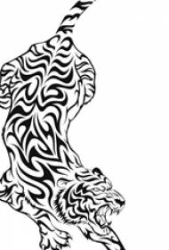 Manoscritto del tatuaggio della tigre animale piccolo prepotente nero linea astratta