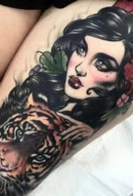 Illustrazione del tatuaggio della ragazza armi del pacchetto 9 di bello modello della ragazza del tatuaggio