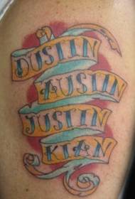 Leg color kids letter tattoo pattern