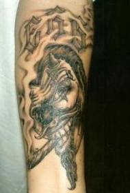 Patrón de tatuaje de payaso del diablo con cigarro fumar brazo