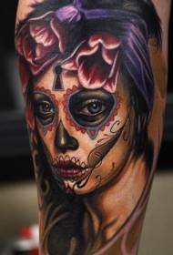 Immagine del tatuaggio della ragazza della morte triste colore del braccio