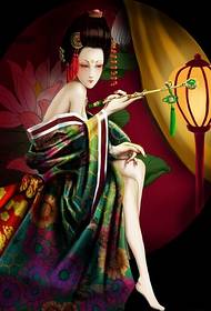Geisha tatuaje eskuizkribuaren eredu eder sorta batek gomendatutako irudiak