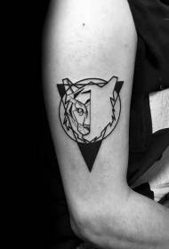 Patrón de tatuaje de cabeza de tigre con diseño geométrico del patrón de tatuaje de cabeza de tigre