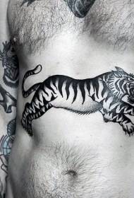 корема традиционен черно-бял скок тигър модел татуировка