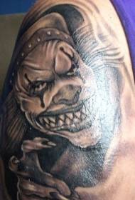 Sharp serrated killer clown tattoo pattern