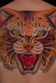男生背畫水彩素描創意霸氣老虎頭紋身圖片