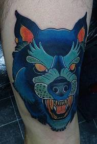 Нога цвета дьявола волчья голова татуировки картина
