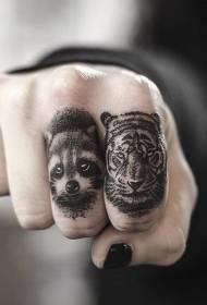 incisione di u tettu tigre neru è mudellu di tatuaggi di raccoon
