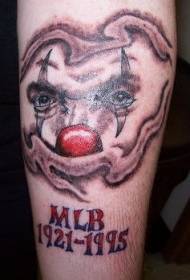 Modello di tatuaggio di pagliaccio e lettera commemorativa