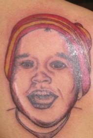Shoulder brown kid portrait tattoo pattern