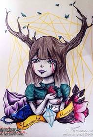 Modello del manoscritto del tatuaggio della bambina di personalità di colore