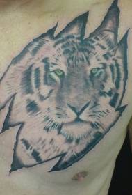 modèle de tatouage de larme de tigre de couleur de poitrine