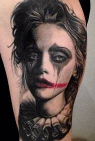 Schattig triest clown meisje tattoo patroon
