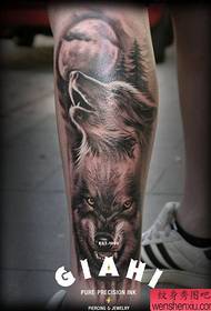 Cool legs of male wolf head tattoo