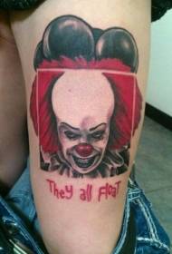 Modello di tatuaggio lettera clown malvagio ritratto