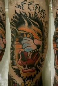 Aarm Faarf Illustratioun Stil howling Tiger Tattoo