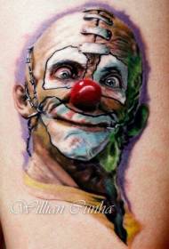Paglaraw sa estilo sa kolor nga madman clown tattoo pattern