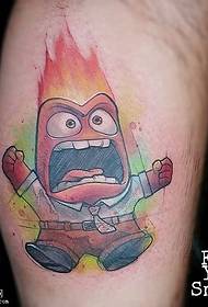 Cartoon kid tattoo pattern on calf